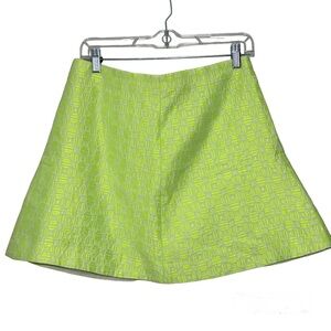 J.Crew Factory Neon Yellow High Waist Jacquard Geometric Flare Skirt. Women’s 6